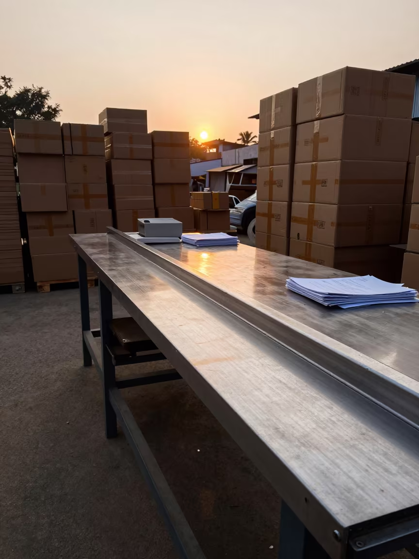 Amber Light on Bangalore Stockroom Knife Rail in inside a stockroom behind the sales floor in Bangalore