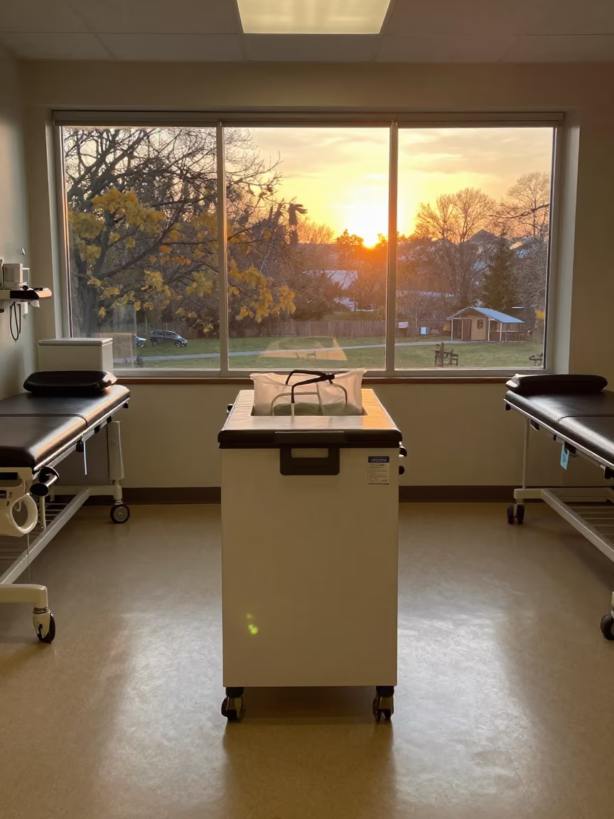 Amber Light Biobank Tote in Autumn Recovery Room in inside a recovery area with treatment stations aligned in Spotsylvania County