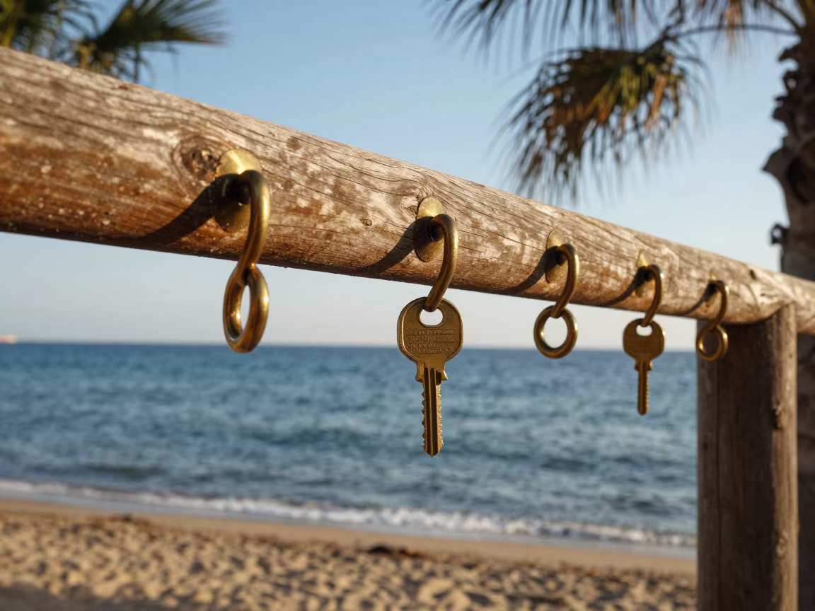 Amber Light Cabana Key Rail Barcelona Winter in along a beachfront cabana row near Barcelona