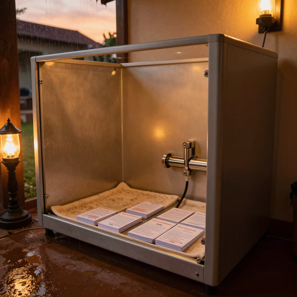 Amber Light on Dog Wash Printer Tray Banfora in at a self-serve dog wash station in Banfora