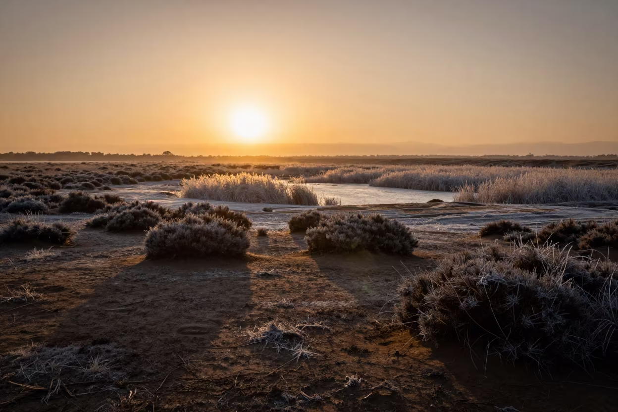 Amber Light on Frost Pool Heathland in across a floodplain after rain near Ngaoundéré