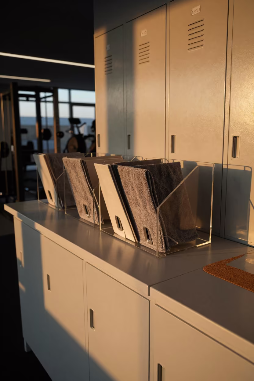 Amber Light on Gym Membership Rack in Dalian in at a gym check-in desk in Dalian