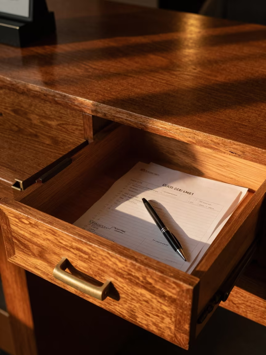Amber Light on Hotel Complaint Log Drawer in inside a hotel lobby in Raleigh