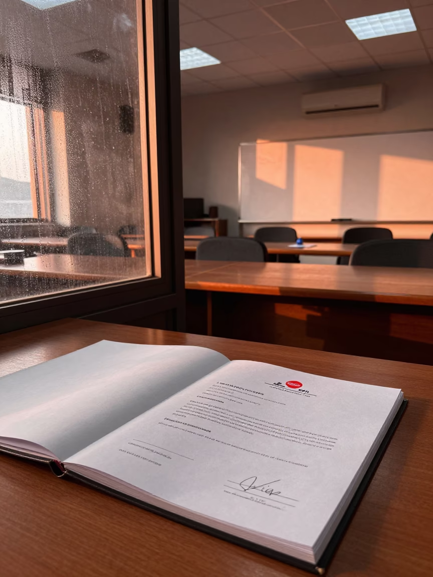 Amber Light Insurance Binder Before Kolkata Interviews in inside a training room prepared for interviews in Kolkata