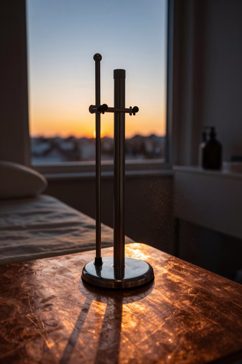 Amber Light Massage Oil Pump Stand Turnover in inside a skincare treatment room near Gusau