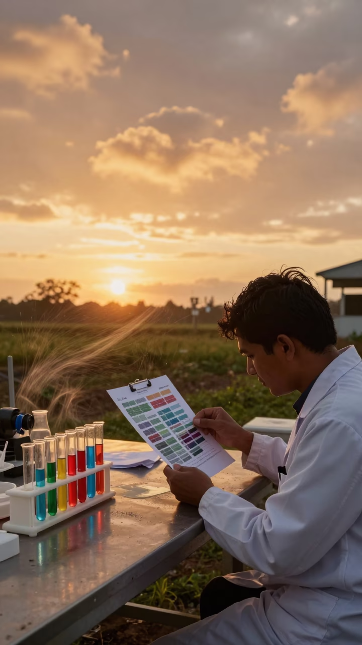 Amber Light Over Sample Tubes in Bago in in Bago
