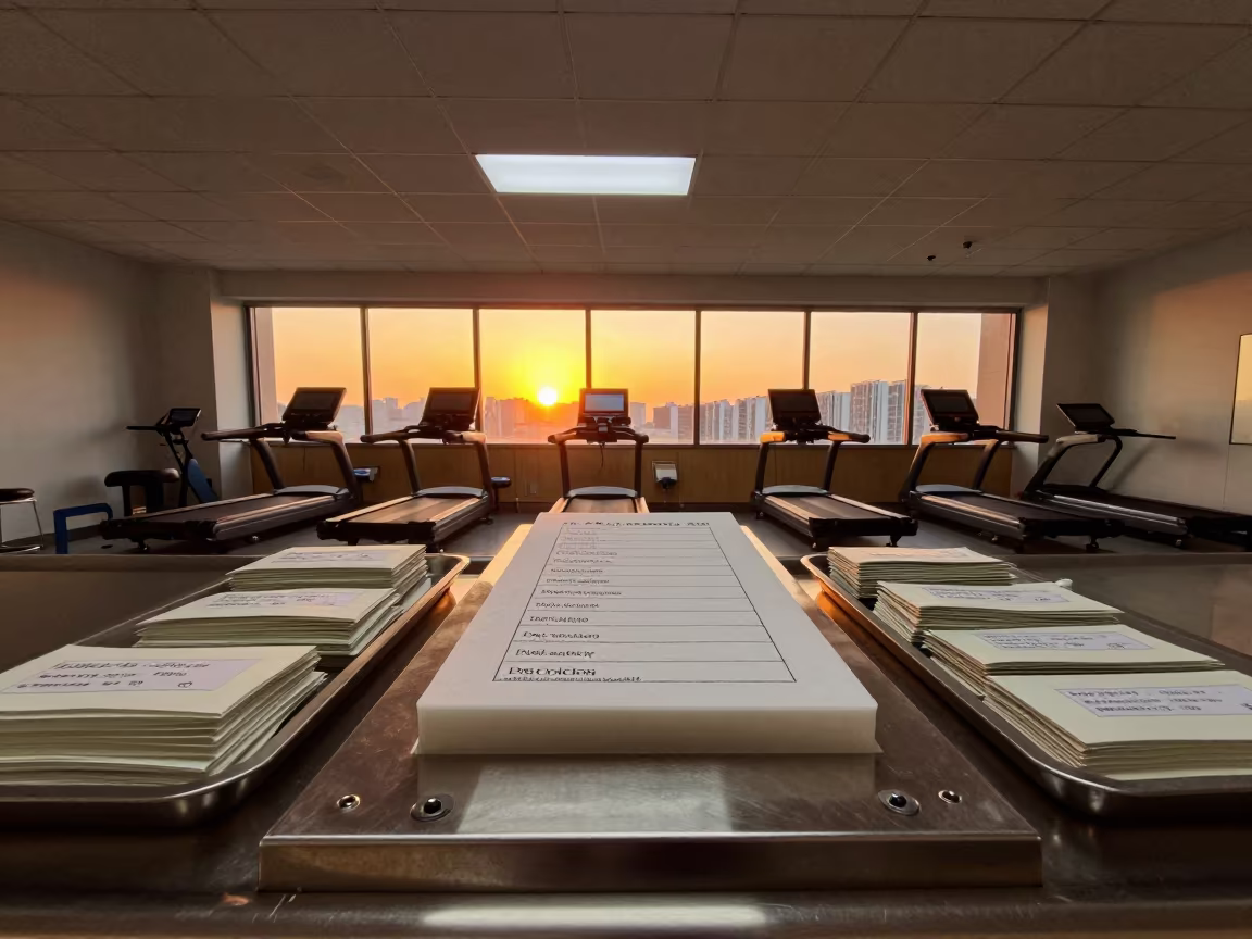 Amber Light on Pathology Stamp Pad in Shenzhen Gym in inside a rehabilitation gym in Shenzhen