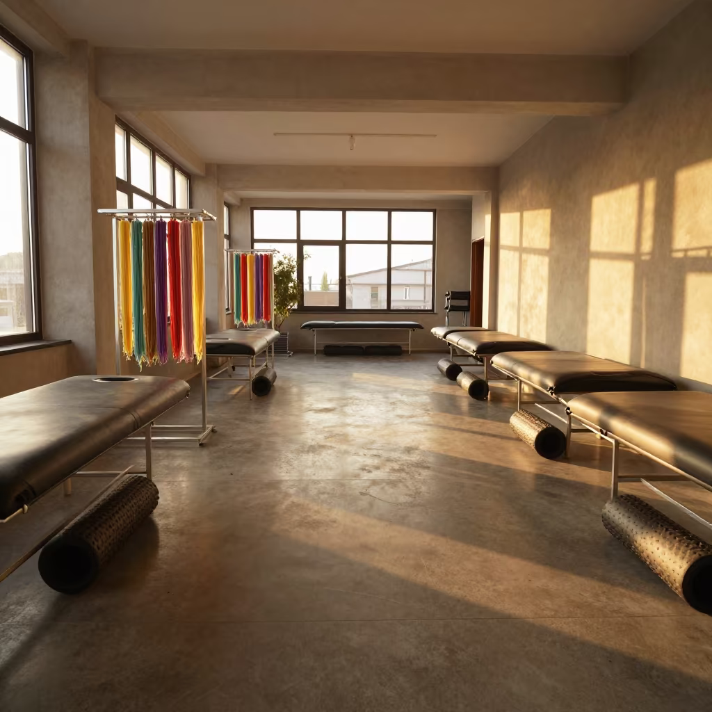Amber Light on Pool Noodle Rack Near Foam Rollers in inside a recovery lounge beside foam rollers near Konya
