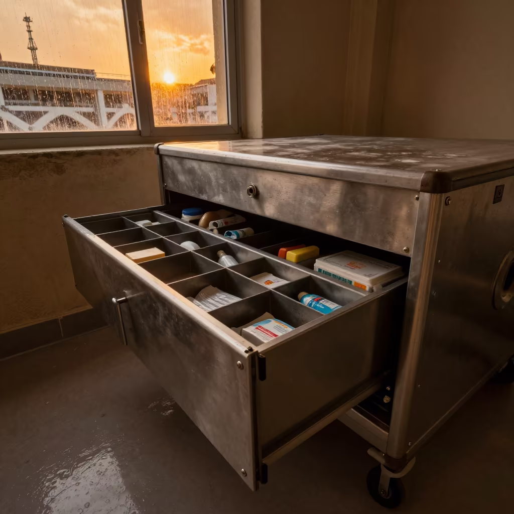 Amber Light on Reptile Heat Pack Drawer in inside an adoption room in Mecca