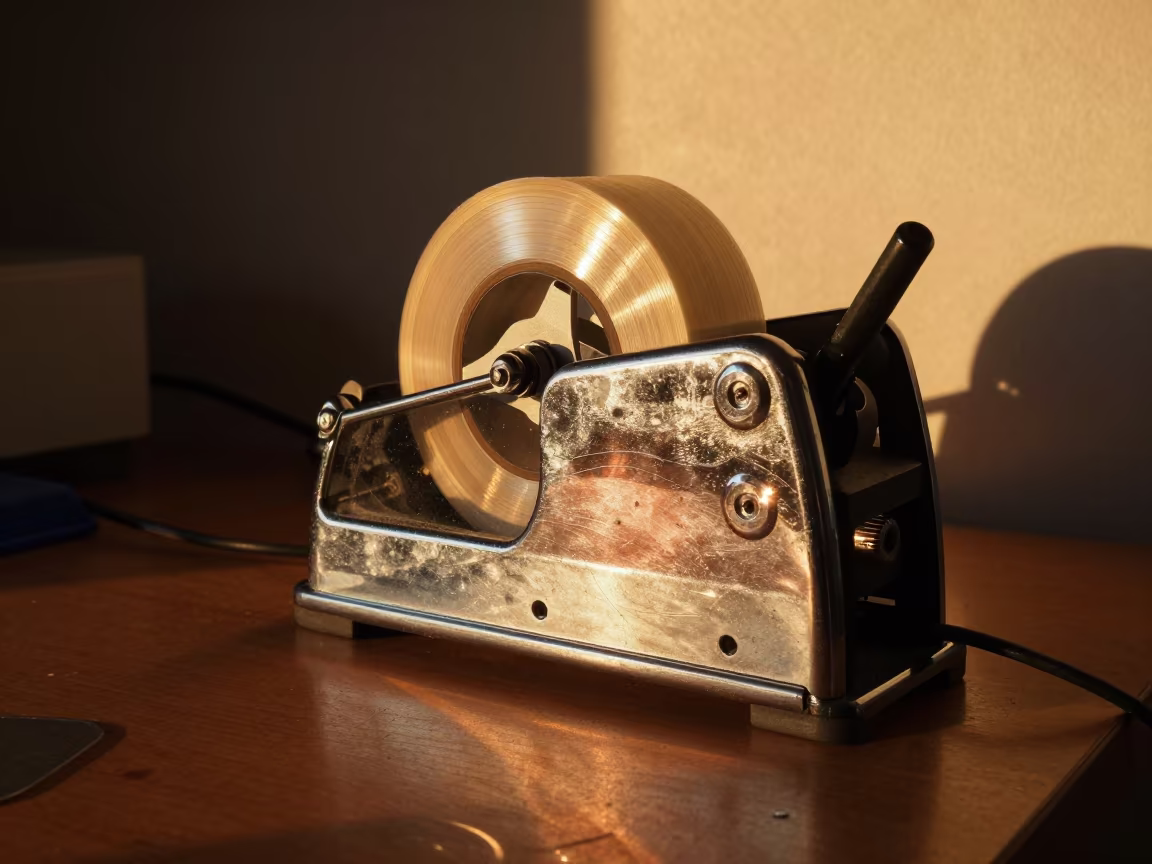 Amber Light on Retail Tape Dispenser in inside a stockroom behind the sales floor in Worcester