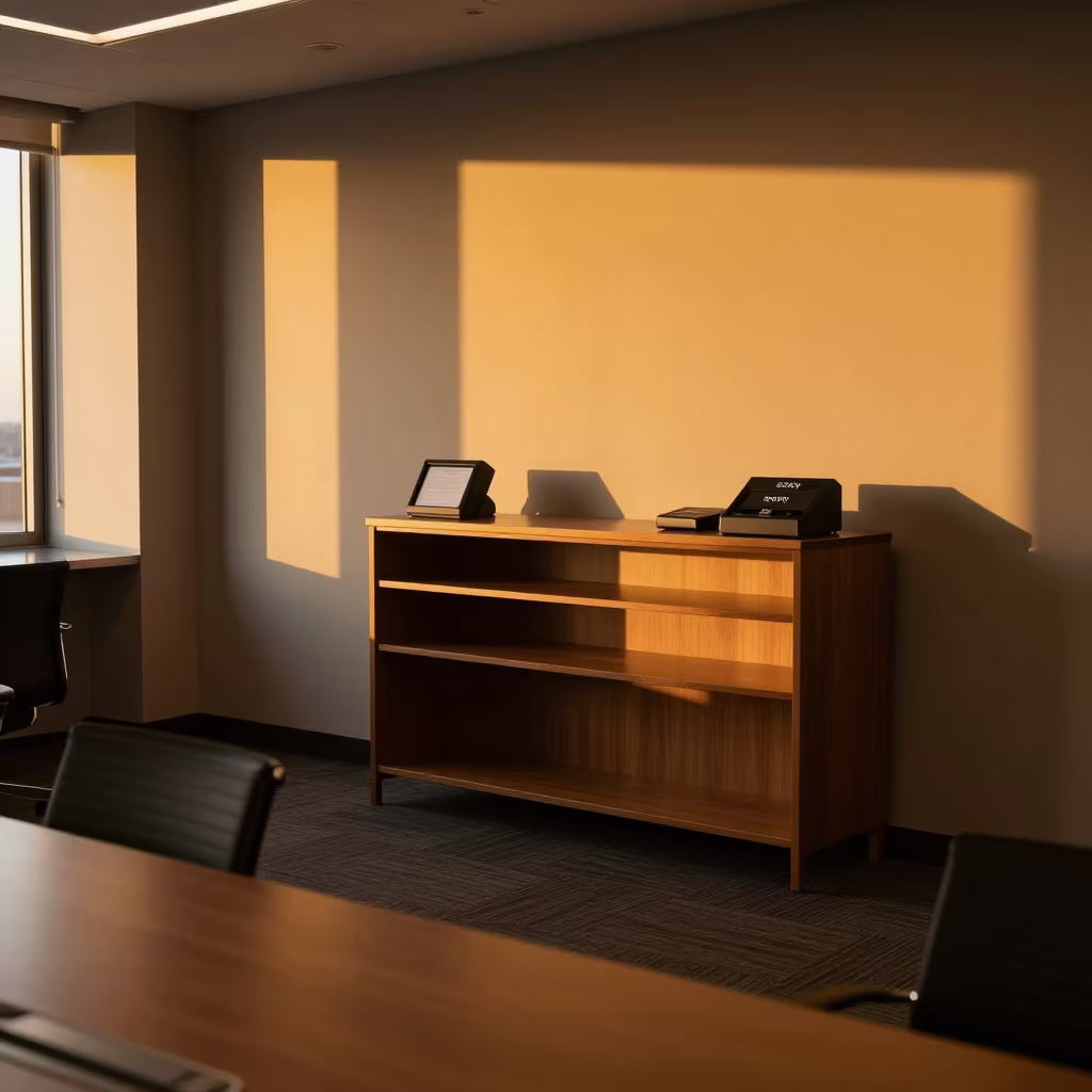 Amber Light on Signature Shelf in Conference Room in inside a conference room near Mar del Plata