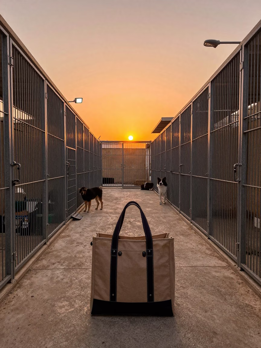 Amber Light Training Tote in Kennel Corridor in in a boarding kennel corridor near Ashdod