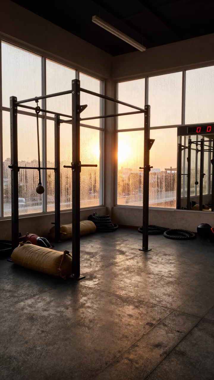 Amber Light in Zarqa Bootcamp Cage in inside a strength room in Zarqa