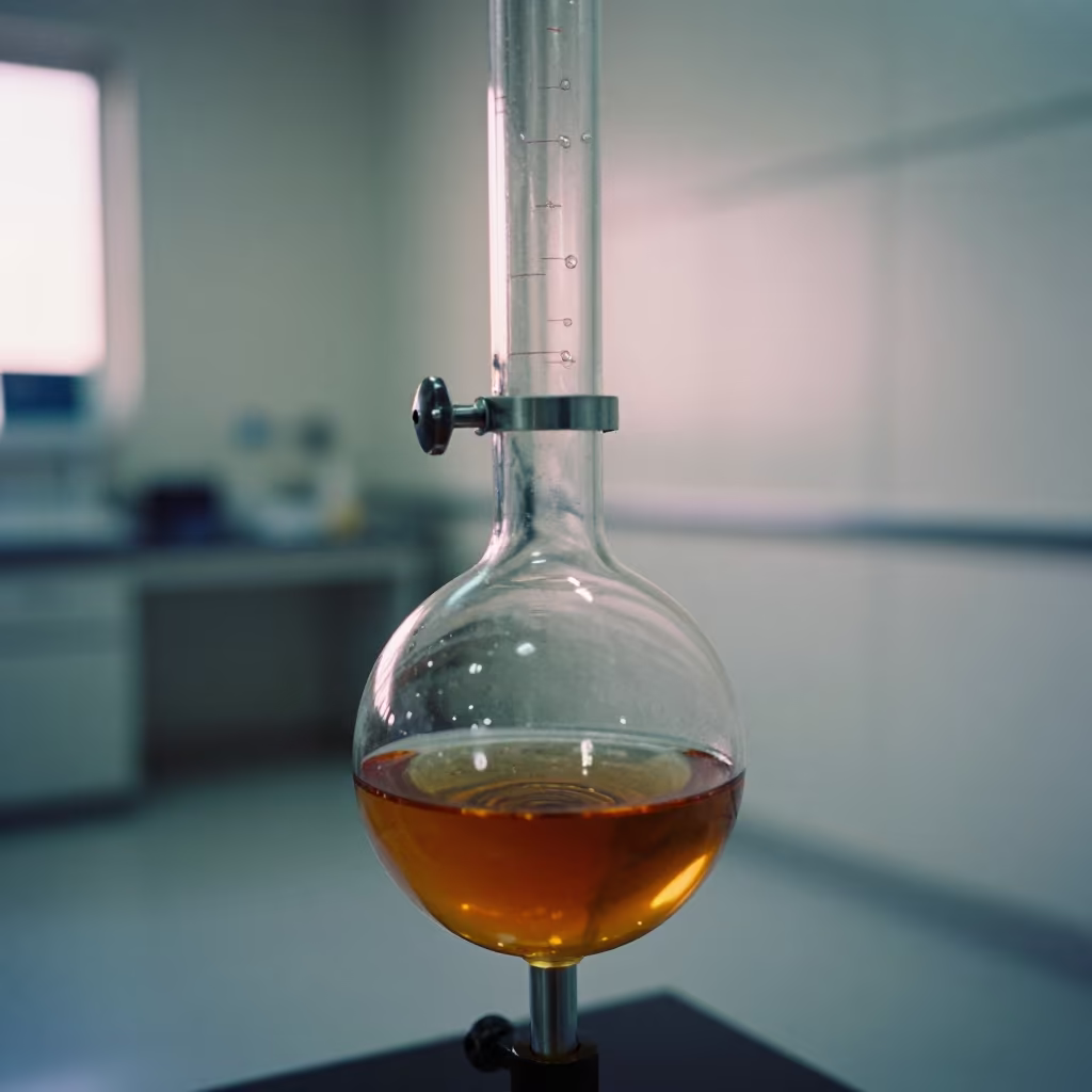 Amber Liquid Funnel in Belem Archive in in a specimen archive room near Belem