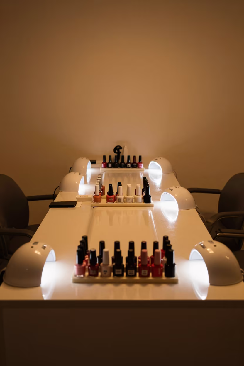 Amber Salon Polish Station Brazzaville Monsoon in inside a salon row in Brazzaville