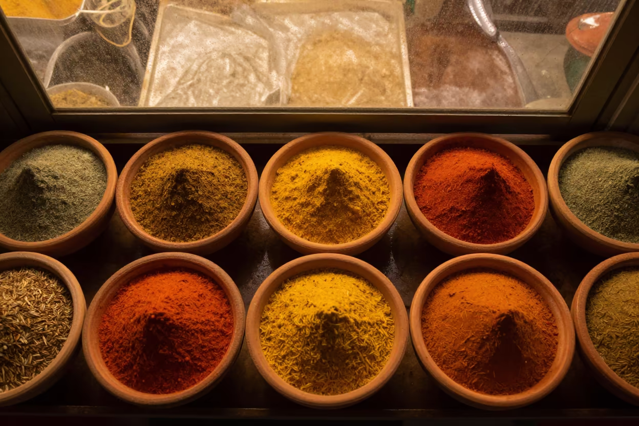 Amber Spice Bowls Monsoon Market Abiko in inside a glass-roofed arcade near Abiko
