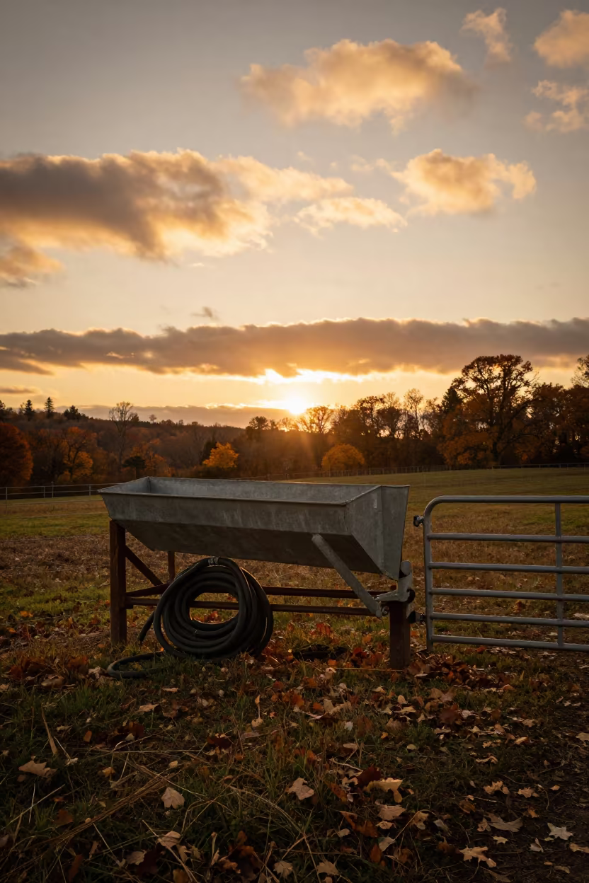 Amber Sunset Branding Chute Beside Pasture Gate in beside a pasture gate in New York