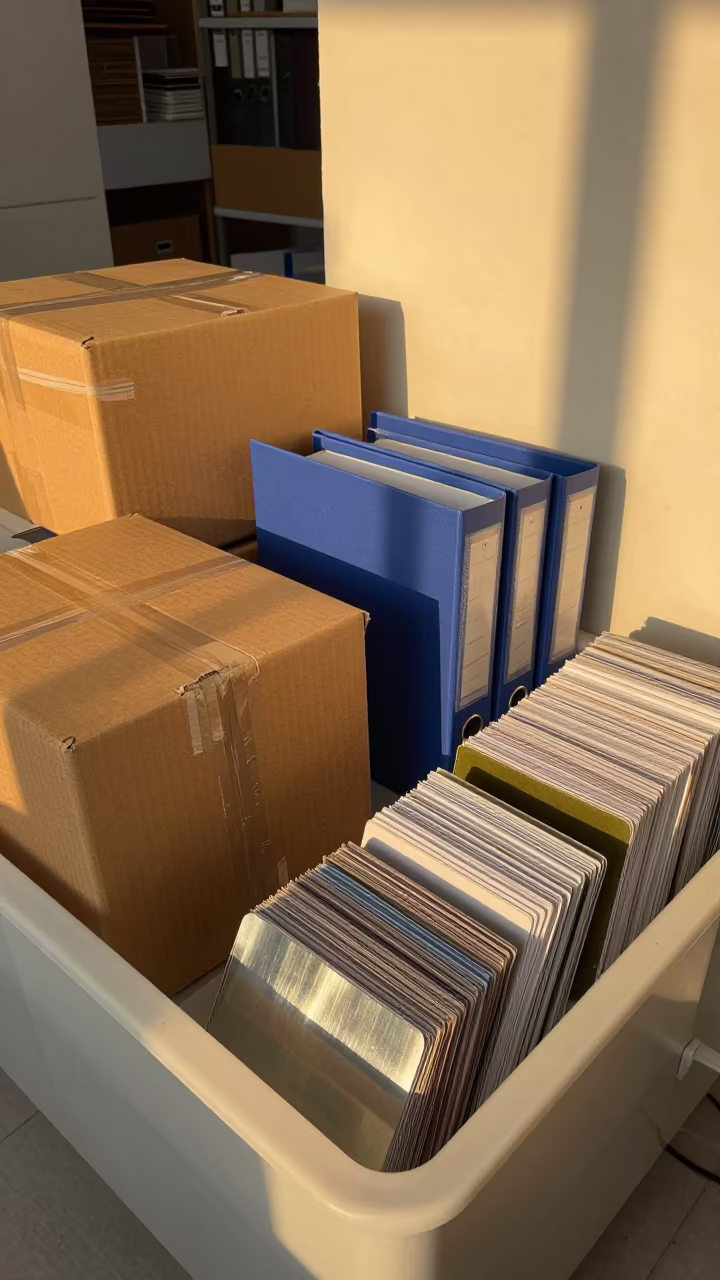 Amber Sunset Light on Corporate Gift Inventory Tub in in an operations center under monitor glow in Yangon