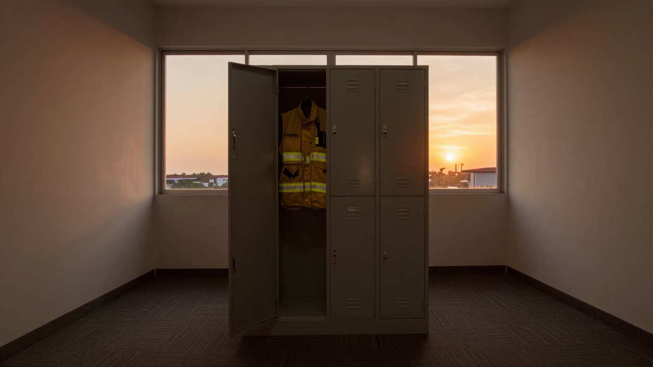Amber Sunset Light in Bandar Lampung Office Vest Locker in inside an open-plan office bay in Bandar Lampung