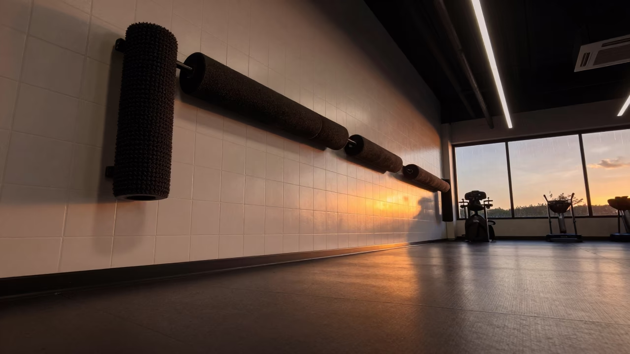 Amber Sunset Light on Binder in Boise Spin Room in inside a spin studio under class lights in Boise