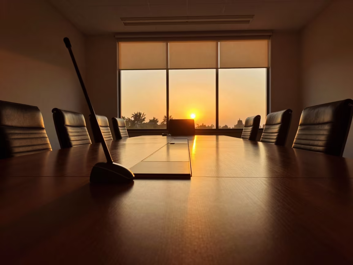 Amber Sunset Light in Daura Conference Room in inside a conference room in Daura