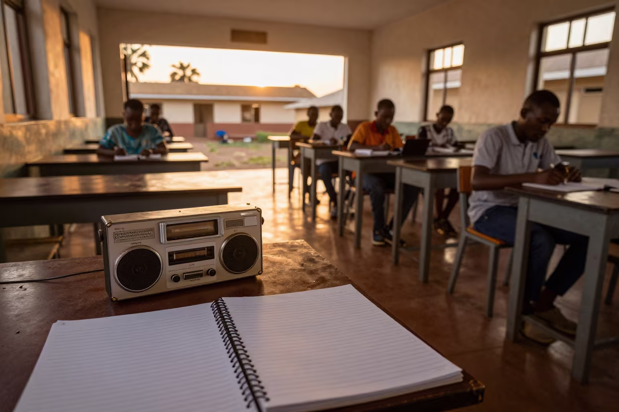 Amber Sunset Light in Mbale Language Classroom in in a school laboratory in Mbale
