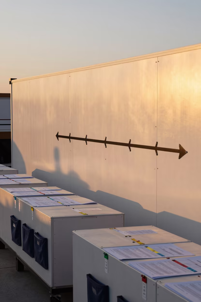 Amber Sunset Light on Logistics Wall in Sharm el-Sheikh in at a fulfillment packing station in Sharm el-Sheikh