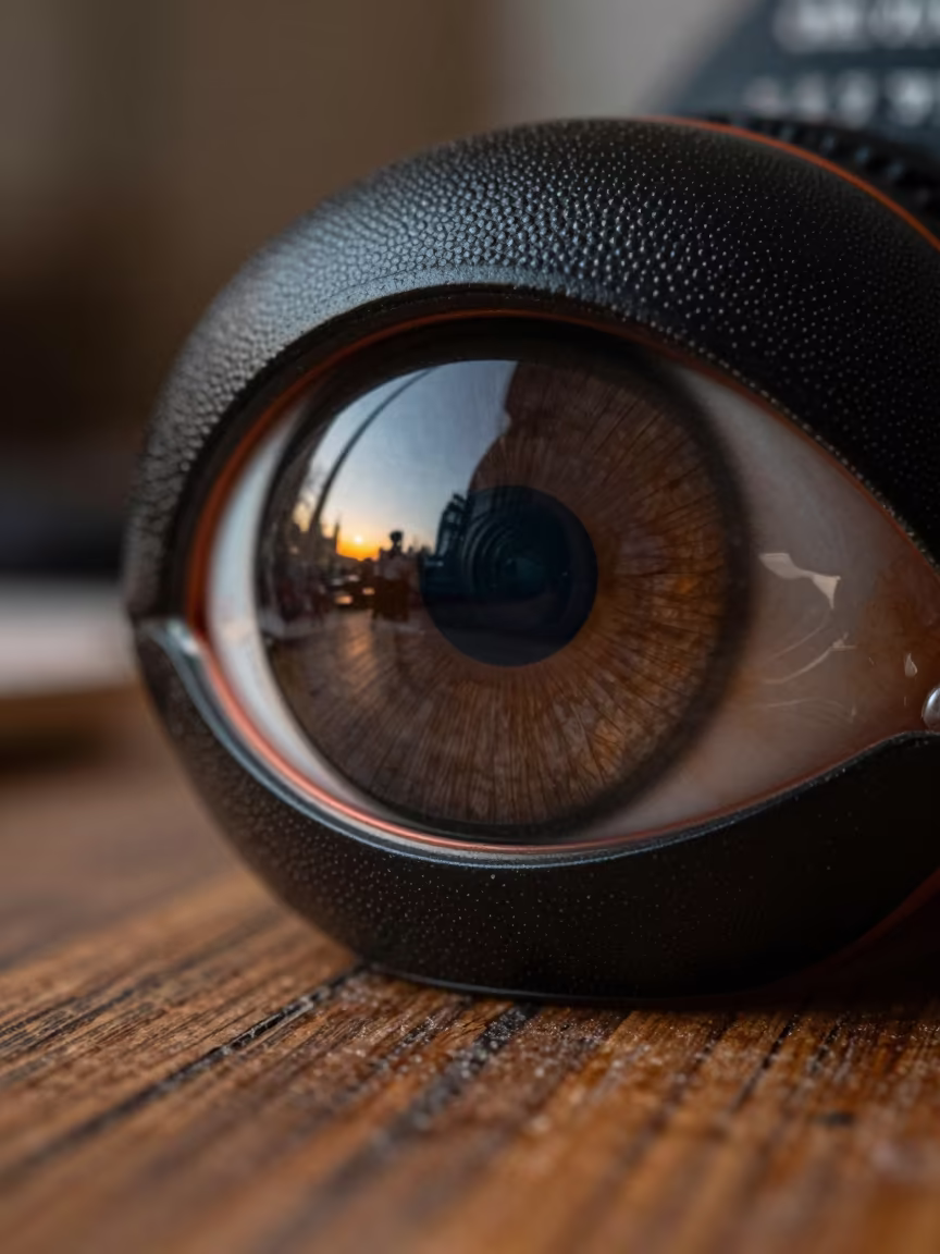 Amber Sunset Reflection in Compound Eye in in an atelier in Vrijdagmarkt, Ghent