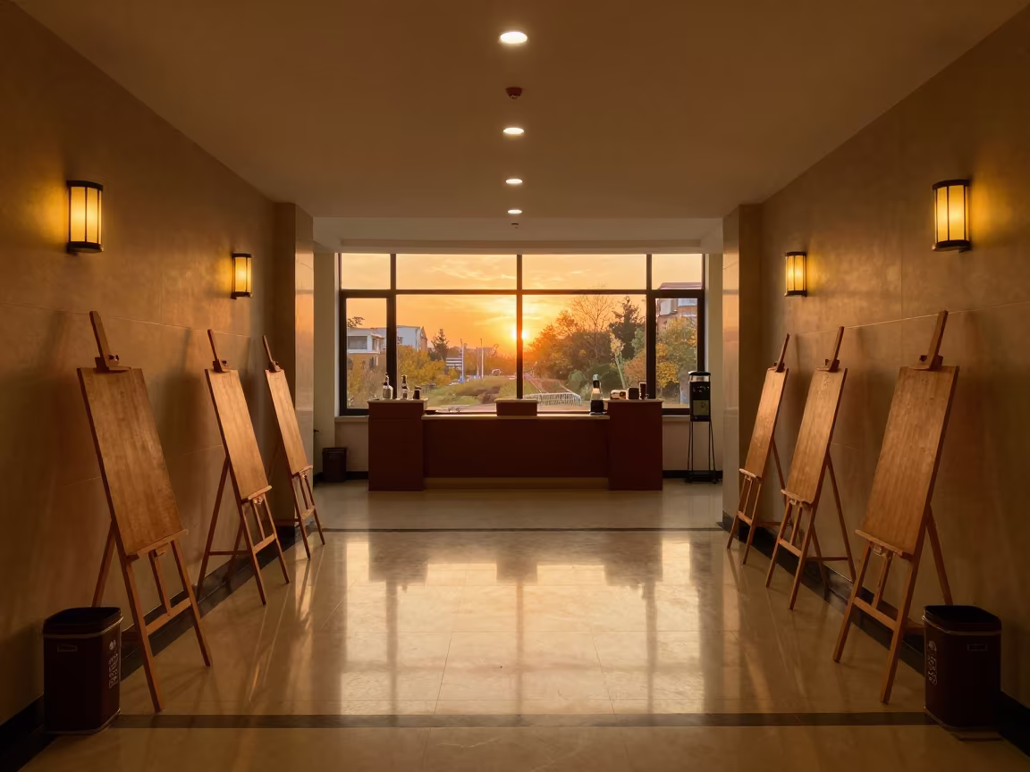 Amber Sunset Reflections Conference Foyer Nanchang in at an office reception desk near Nanchang