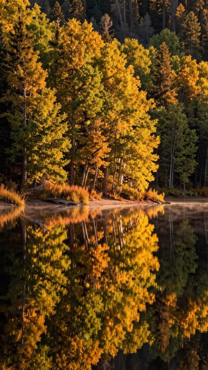 Amber Sunset Reflections on Idaho Lake Shore in along a wave-cut shoreline in Idaho