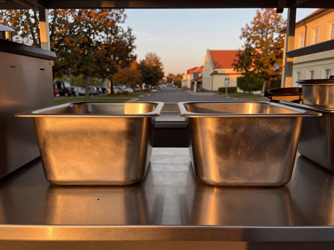 Amber Sunset Light on Retail Blender Gasket Bin in along a front-of-store display run in Bydgoszcz