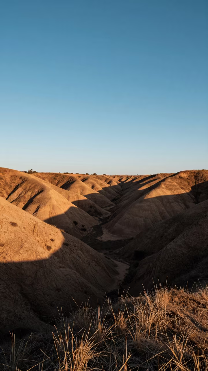 Amber Sunset Over Rolling Drumlin Fields Near Cabo in across a wide valley floor near Cabo San Lucas