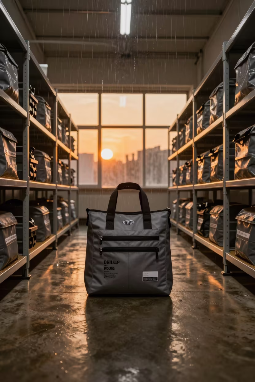 Amber Sunset Light on Route Tote in Distribution Bay in inside a chilled distribution bay near Changchun