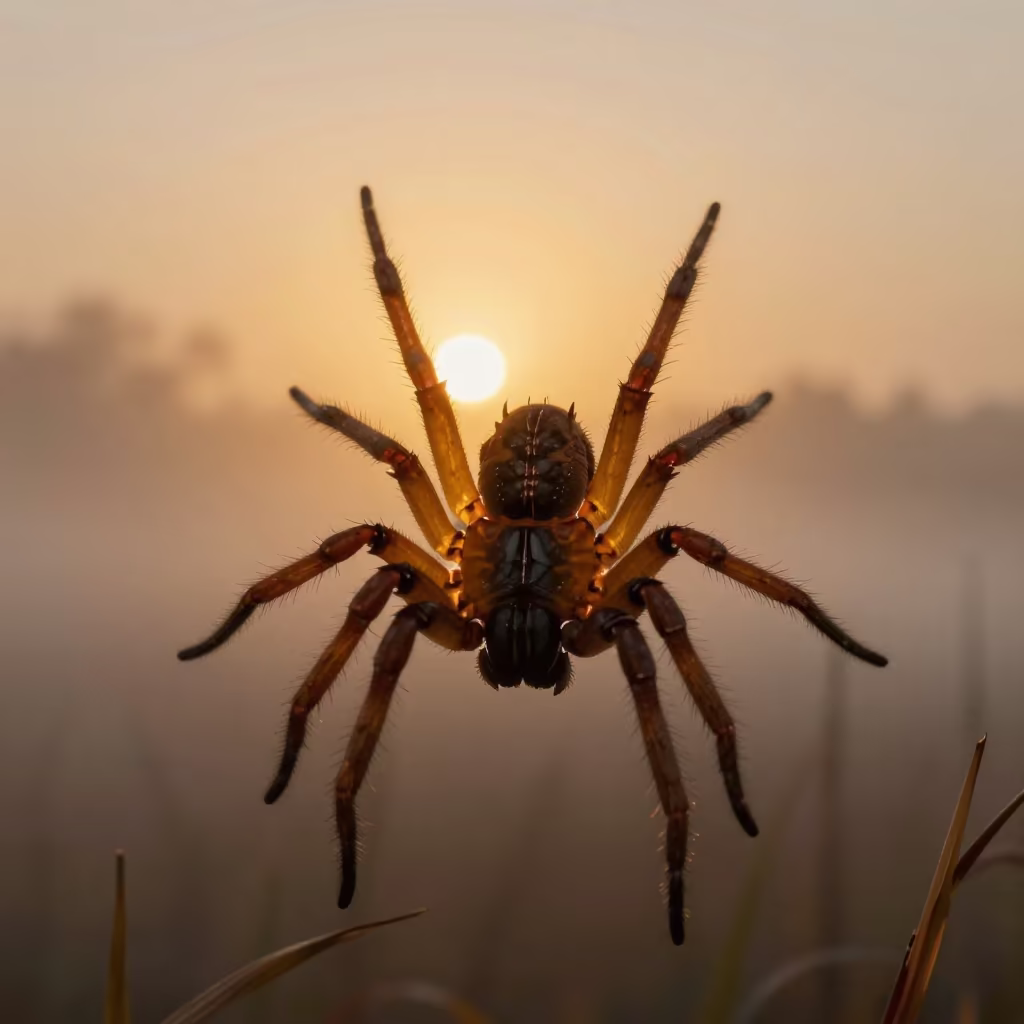 Amber Sunset Spider Fangs Hamad Reed Bed in at the edge of a reed bed near Hamad Town