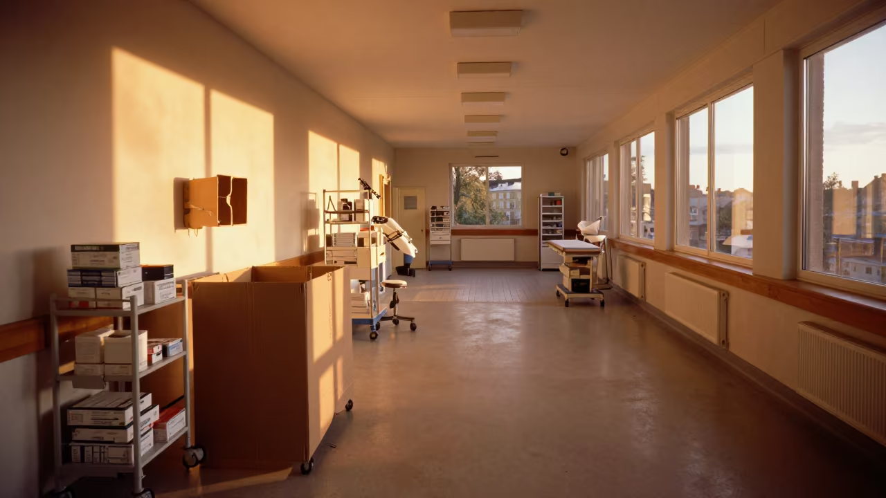 Amber Sunset Light in Stockholm Hospital Imaging Bay in inside a hospital imaging bay in Stockholm