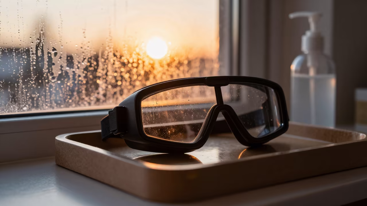 Amber Sunset on Tanning Goggle Tray in Aguascalientes in inside a nail studio in Aguascalientes