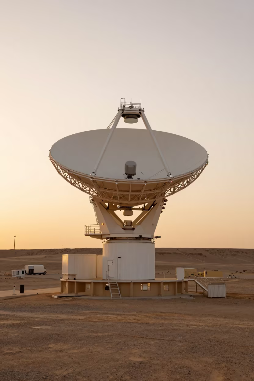 Amber Sunset Telescope Pier Maadi Observatory in on a wind-scoured research platform in Maadi, Cairo