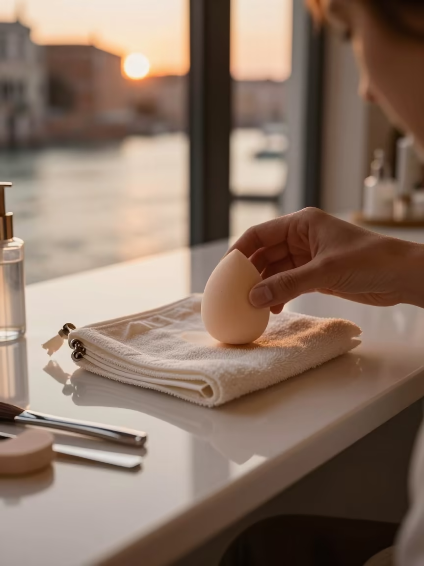 Amber Sunset Light in Venice Nail Studio in inside a nail studio near Giudecca, Venice