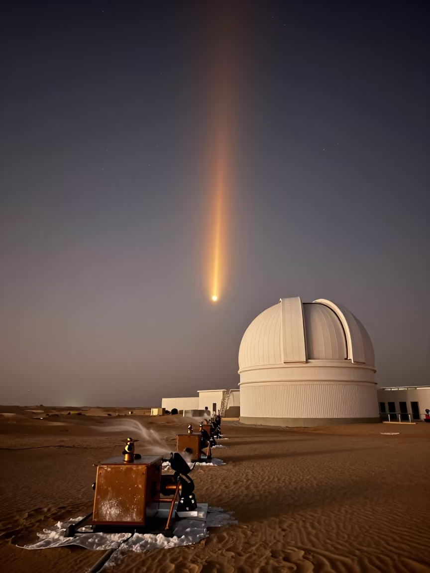 Amber Sunset Zodiacal Light Over Dubai Observatory in beside a tidal survey transect near Dubai