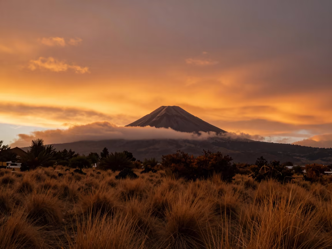 Amber Volcanic Sunset Near Quito Autumn in near Quito