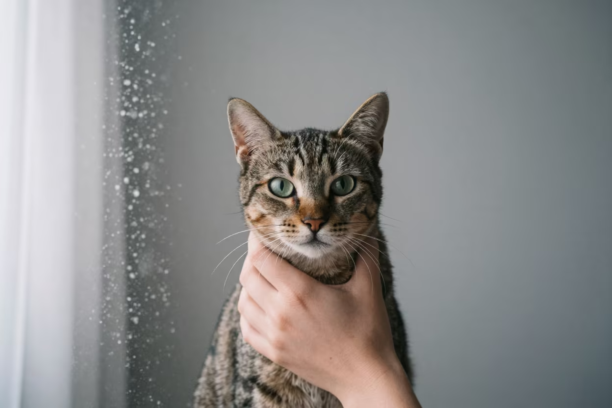 American Bobtail Cat Portrait in Maastricht Studio in in a quiet portrait studio with a plain backdrop and eye-level framing in Maastricht