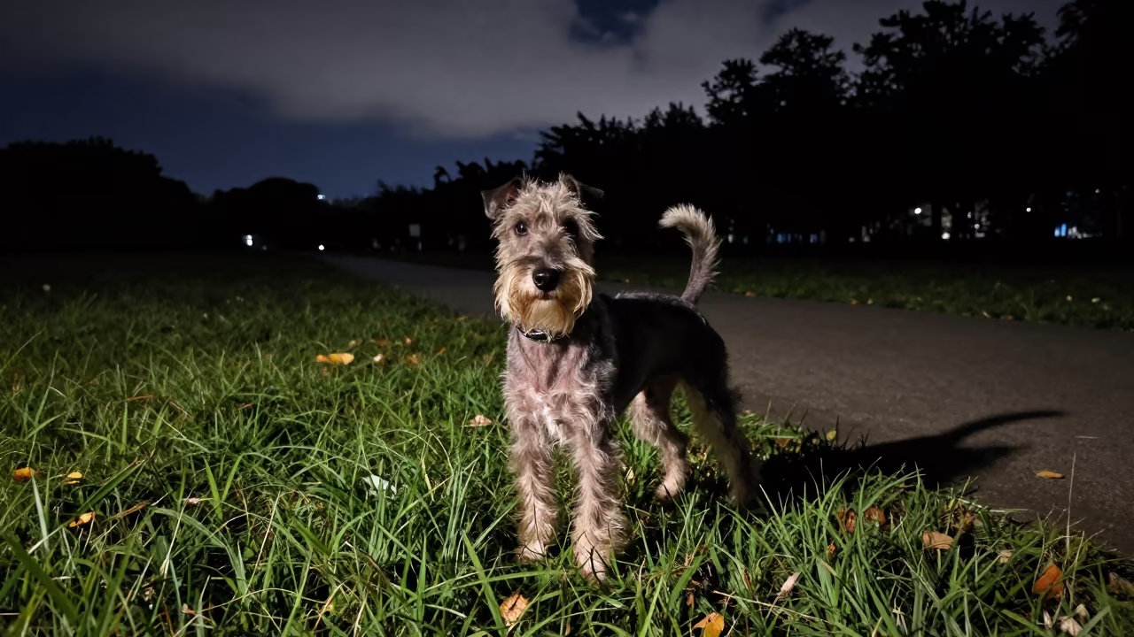 American Hairless Terrier in Haikou Park Shade in along a quiet park path with soft open shade and a clean background in Haikou