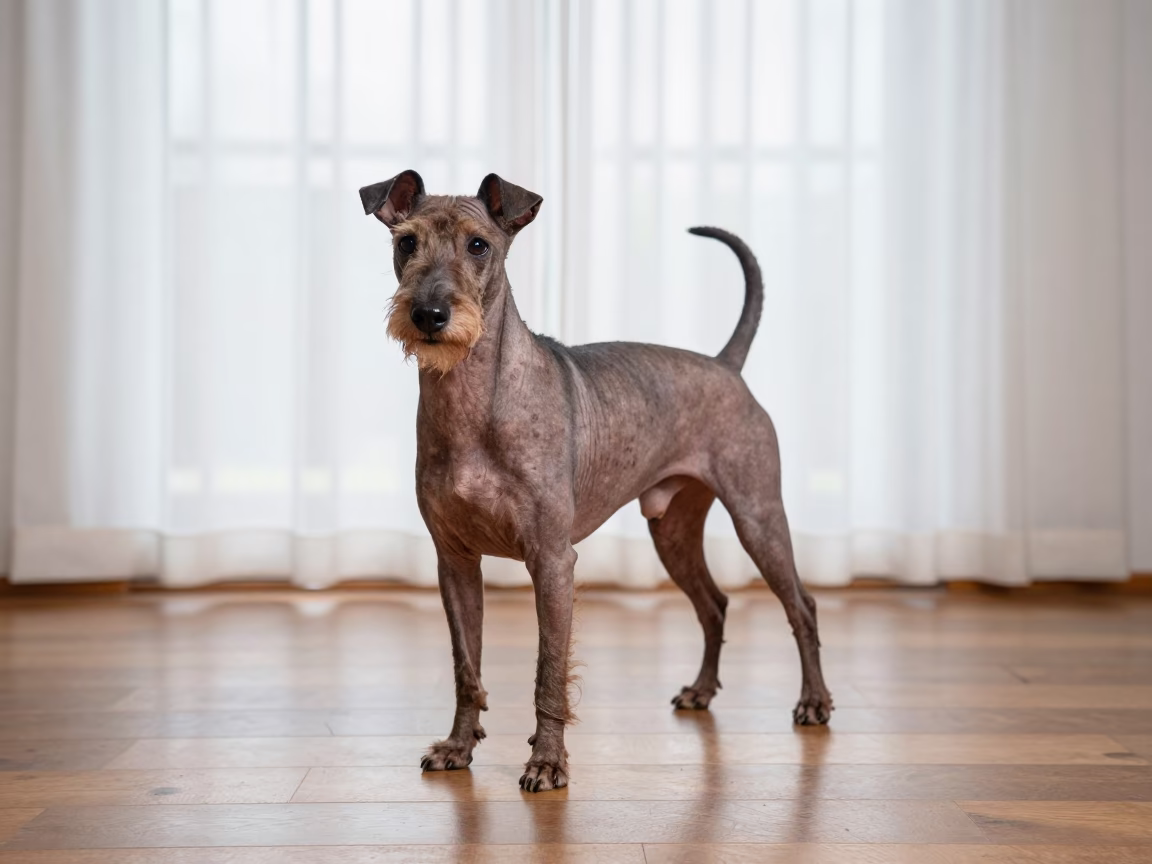 American Hairless Terrier Portrait in Harare Studio in in a quiet portrait studio with a plain backdrop and eye-level framing in Harare