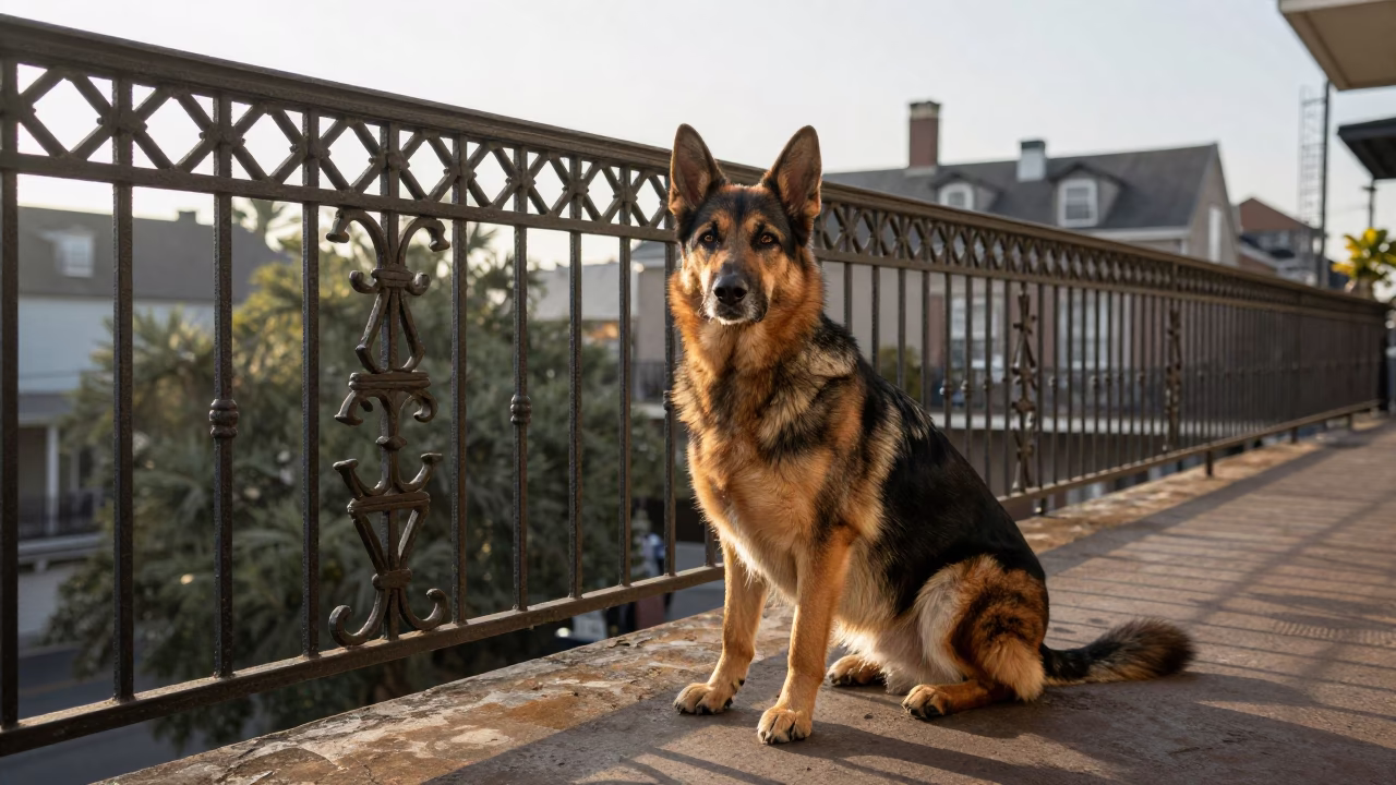 American Shepherd just after sunrise in New Orleans in in New Orleans, Louisiana, United States