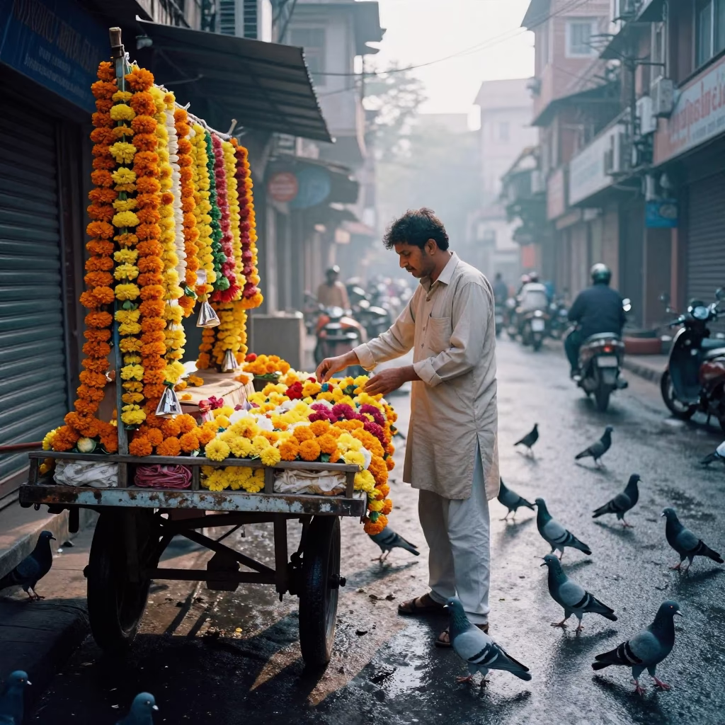Amidst Pigeons in Delhi in in Delhi, India
