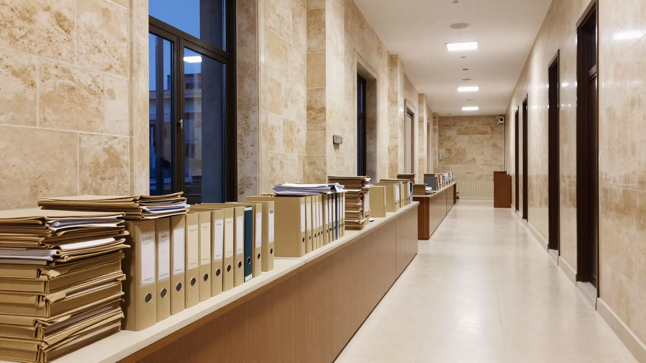 Amman Courthouse Corridor Binders Spring Light in inside a council chamber in Amman