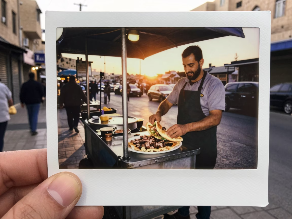 Amman Hot Shawarma at As The Sun Drops Toward The Horizon in in Amman, Jordan