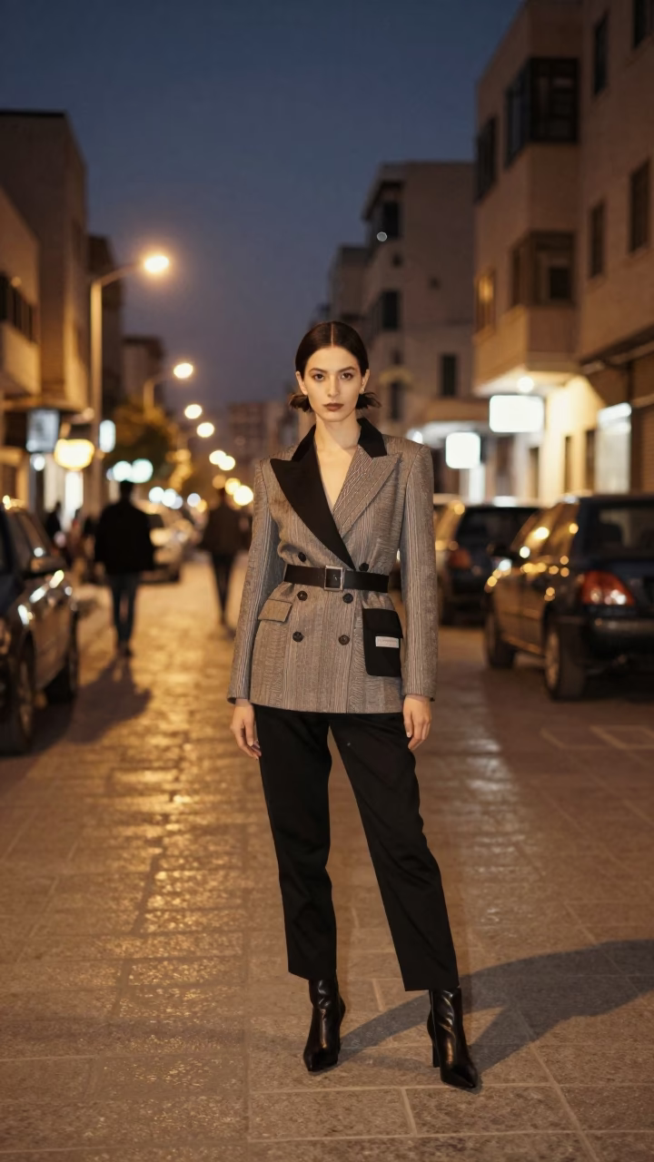 Amman Jordan City Lights Glow High Fashion Street Photography Evening Scene in in Amman, Jordan