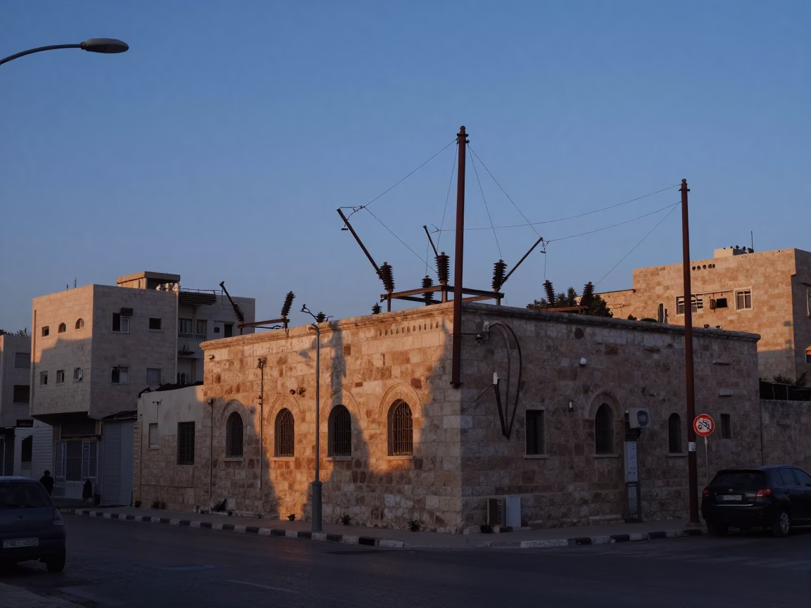 Amman Jordan Dawn Street Scene With Substation Insulators And Urban Architecture in in Amman, Jordan