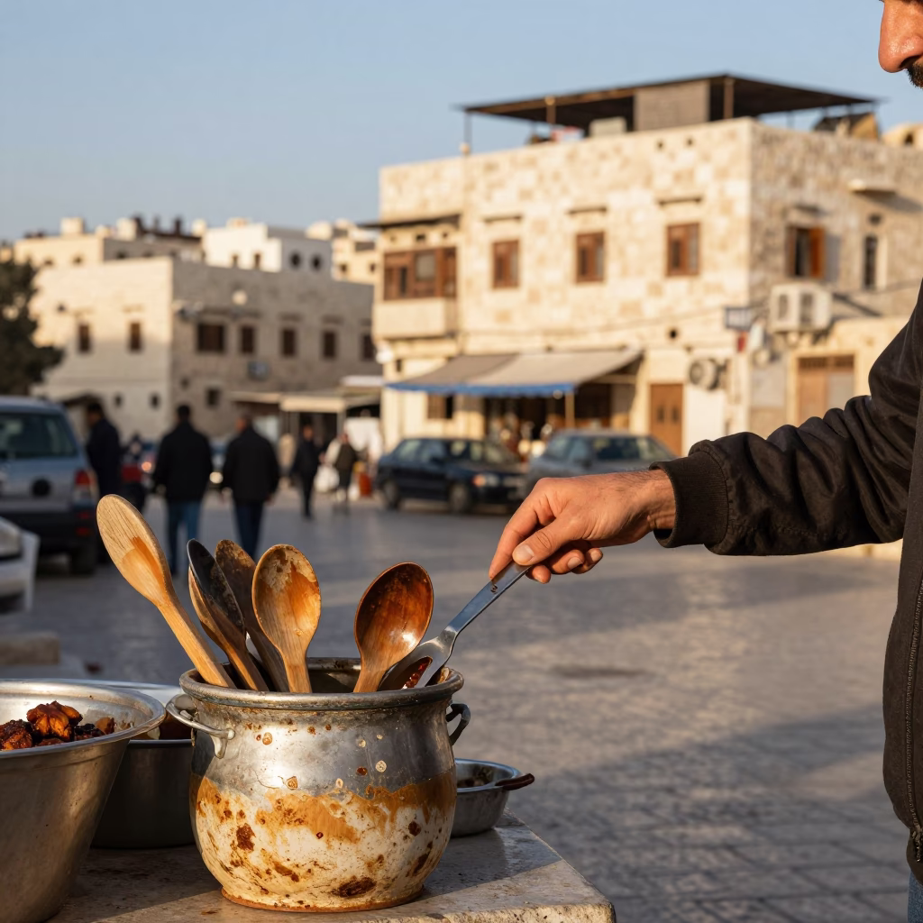 Amman Jordan Late Afternoon Street Scene with Traditional Food and Local Interaction in in Amman, Jordan